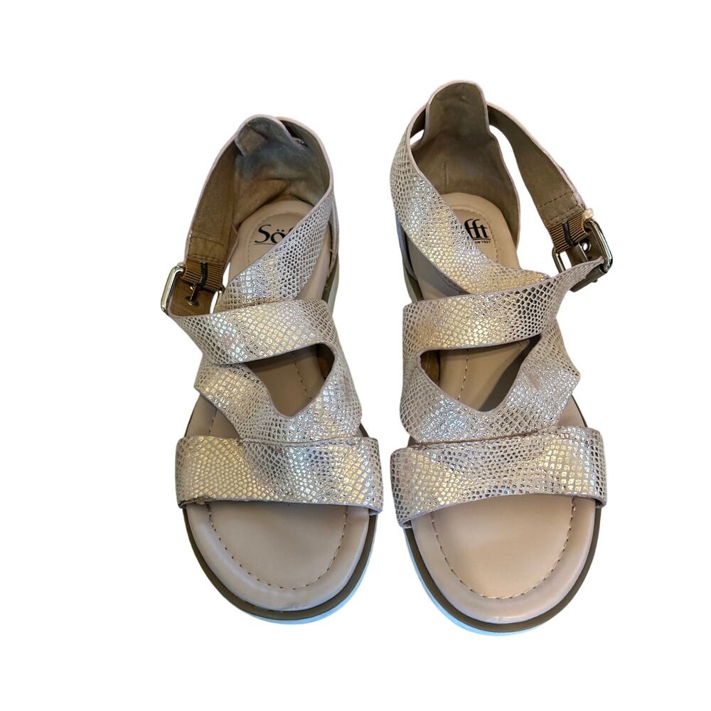 Sofft Sandals Leather Gold and Off-White Size 7